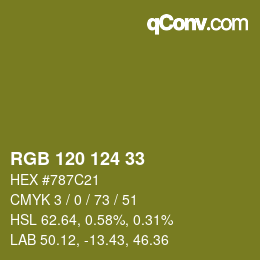 カラーコード: RGB 120 124 33 | qconv.com