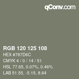Code couleur: RGB 120 125 108 | qconv.com