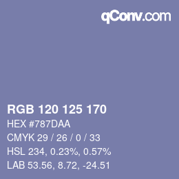 カラーコード: RGB 120 125 170 | qconv.com