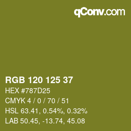 カラーコード: RGB 120 125 37 | qconv.com