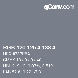 カラーコード: RGB 120 126.4 138.4 | qconv.com