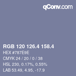 カラーコード: RGB 120 126.4 158.4 | qconv.com