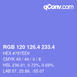 カラーコード: RGB 120 126.4 233.4 | qconv.com