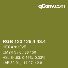 カラーコード: RGB 120 126.4 43.4 | qconv.com