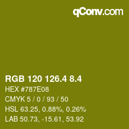 カラーコード: RGB 120 126.4 8.4 | qconv.com