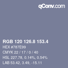 カラーコード: RGB 120 126.8 153.4 | qconv.com