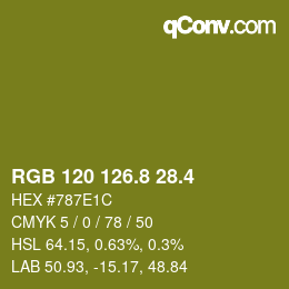 カラーコード: RGB 120 126.8 28.4 | qconv.com