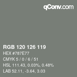 Código de color: RGB 120 126 119 | qconv.com