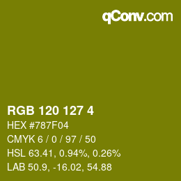 カラーコード: RGB 120 127 4 | qconv.com