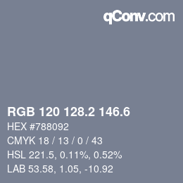 カラーコード: RGB 120 128.2 146.6 | qconv.com