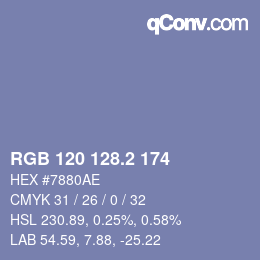 カラーコード: RGB 120 128.2 174 | qconv.com