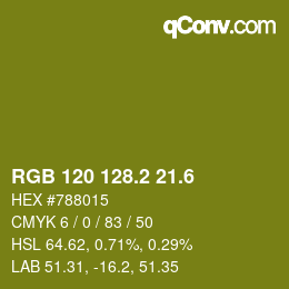 カラーコード: RGB 120 128.2 21.6 | qconv.com