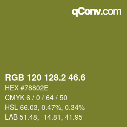 カラーコード: RGB 120 128.2 46.6 | qconv.com