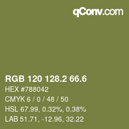 カラーコード: RGB 120 128.2 66.6 | qconv.com