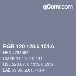 カラーコード: RGB 120 128.6 151.6 | qconv.com