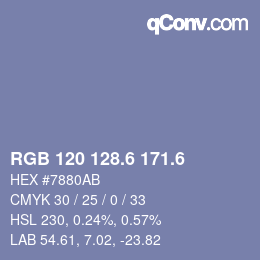 カラーコード: RGB 120 128.6 171.6 | qconv.com