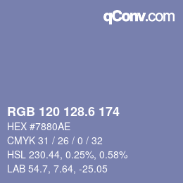 カラーコード: RGB 120 128.6 174 | qconv.com