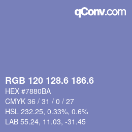 カラーコード: RGB 120 128.6 186.6 | qconv.com