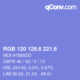 カラーコード: RGB 120 128.6 221.6 | qconv.com