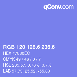 カラーコード: RGB 120 128.6 236.6 | qconv.com