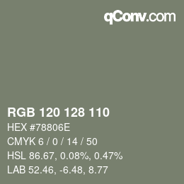 Color code: RGB 120 128 110 | qconv.com