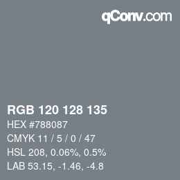 Color code: RGB 120 128 135 | qconv.com
