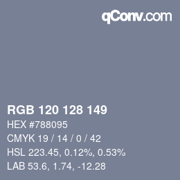 カラーコード: RGB 120 128 149 | qconv.com