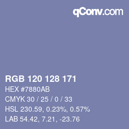 Color code: RGB 120 128 171 | qconv.com