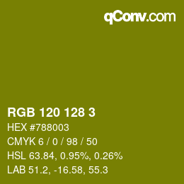 カラーコード: RGB 120 128 3 | qconv.com