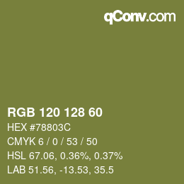 カラーコード: RGB 120 128 60 | qconv.com