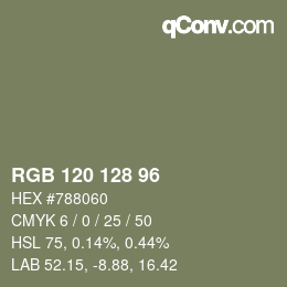 Color code: RGB 120 128 96 | qconv.com