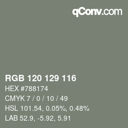 Farbcode: RGB 120 129 116 | qconv.com