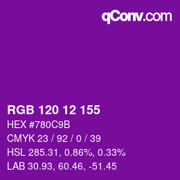 カラーコード: RGB 120 12 155 | qconv.com