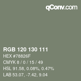 Farbcode: RGB 120 130 111 | qconv.com