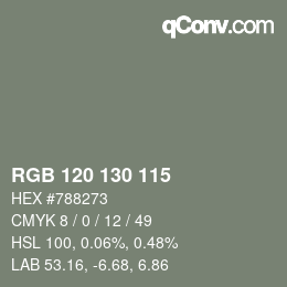 Código de color: RGB 120 130 115 | qconv.com