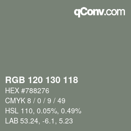 Farbcode: RGB 120 130 118 | qconv.com