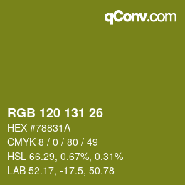 カラーコード: RGB 120 131 26 | qconv.com