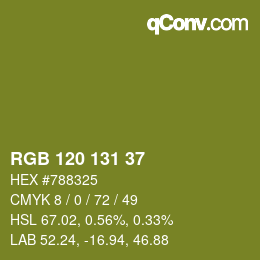 カラーコード: RGB 120 131 37 | qconv.com