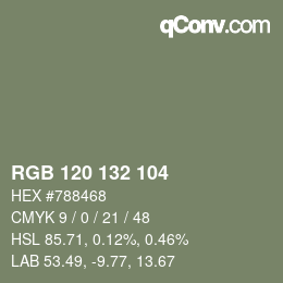 Code couleur: RGB 120 132 104 | qconv.com