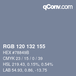 Código de color: RGB 120 132 155 | qconv.com