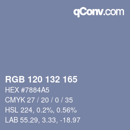 Color code: RGB 120 132 165 | qconv.com