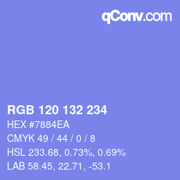 Color code: RGB 120 132 234 | qconv.com