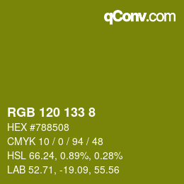 カラーコード: RGB 120 133 8 | qconv.com
