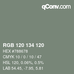 Color code: RGB 120 134 120 | qconv.com