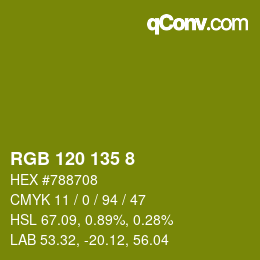 颜色代码: RGB 120 135 8 | qconv.com
