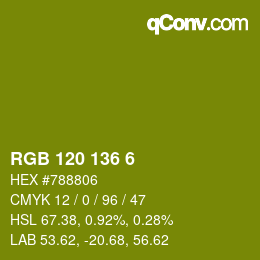 Color code: RGB 120 136 6 | qconv.com