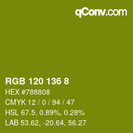 Color code: RGB 120 136 8 | qconv.com