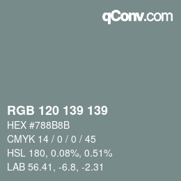 カラーコード: RGB 120 139 139 | qconv.com