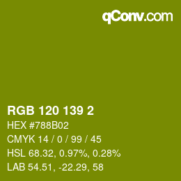 カラーコード: RGB 120 139 2 | qconv.com