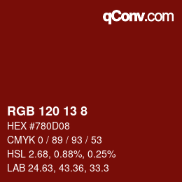 颜色代码: RGB 120 13 8 | qconv.com